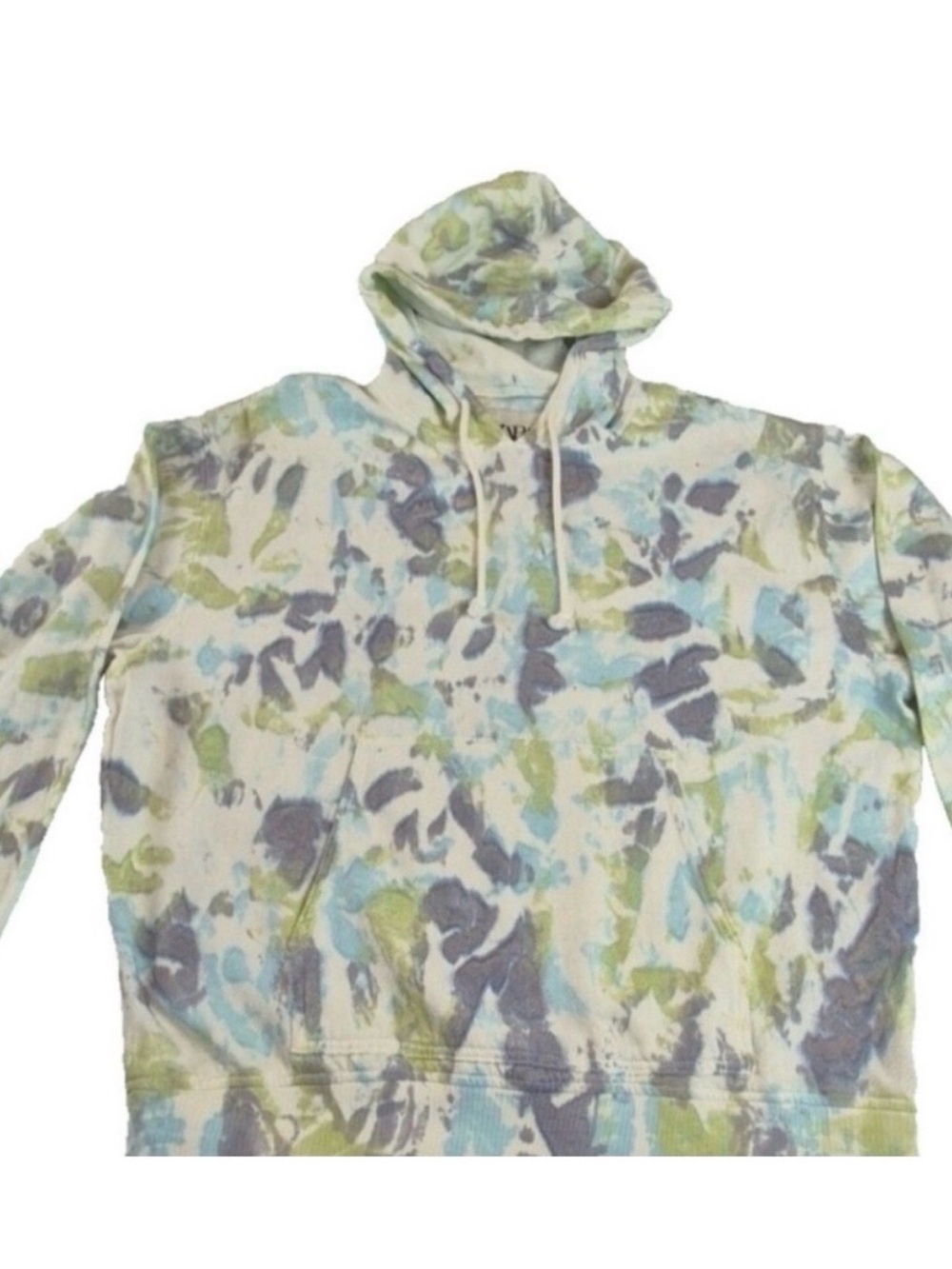 Zara Tie-Dye Hoodie in Blue, Green & Gray